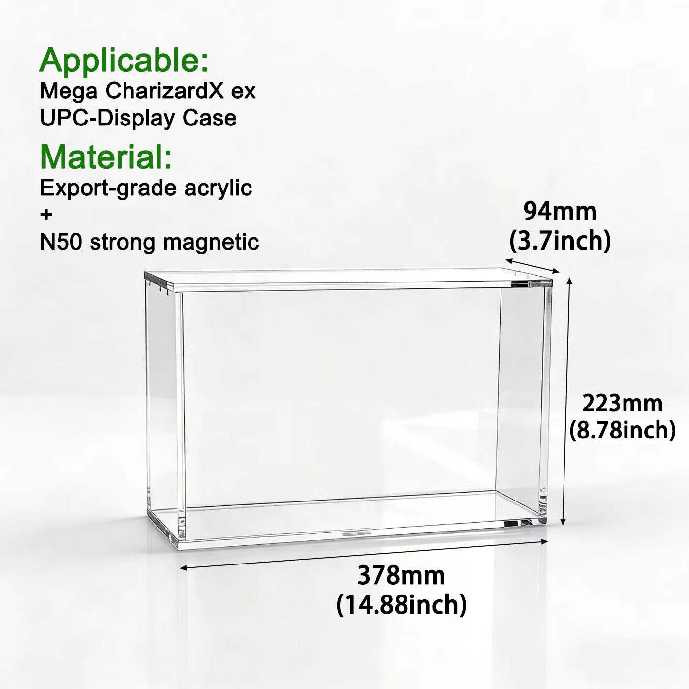 Acrylic Protector Case for Mega Phantom Charizard X Ex Ultra-Premium Collection Pokemon UPC Box Display Case with Magnetic Lids