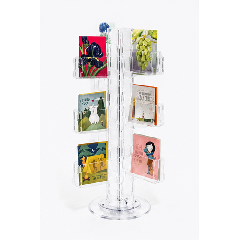24 Pocket Clear Acrylic Countertop Greeting Card Spinner
