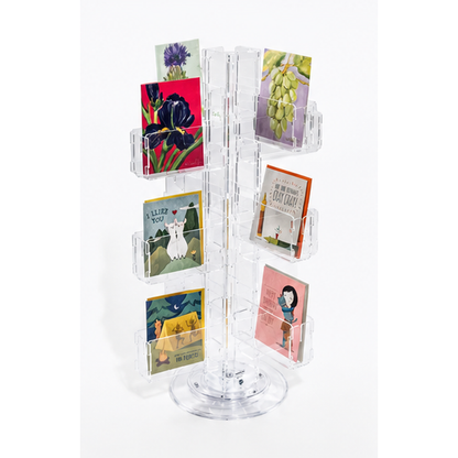 24 Pocket Clear Acrylic Countertop Greeting Card Spinner