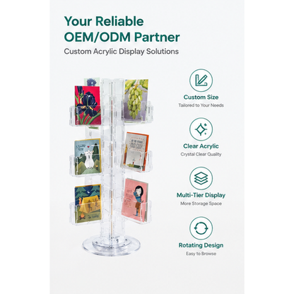 24 Pocket Clear Acrylic Countertop Greeting Card Spinner