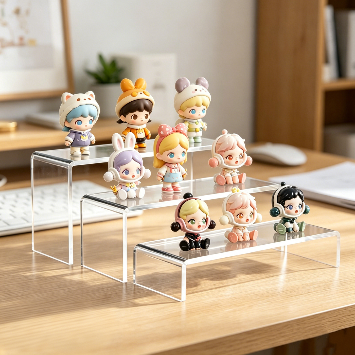 Acrylic Riser Shelf 3 Tier Clear Display Stand for Collectibles