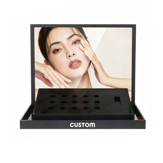 Custom Transparent with Gradient Spray Painting on the Reverse Side Acrylic Perfume and Cosmetic Display Stand