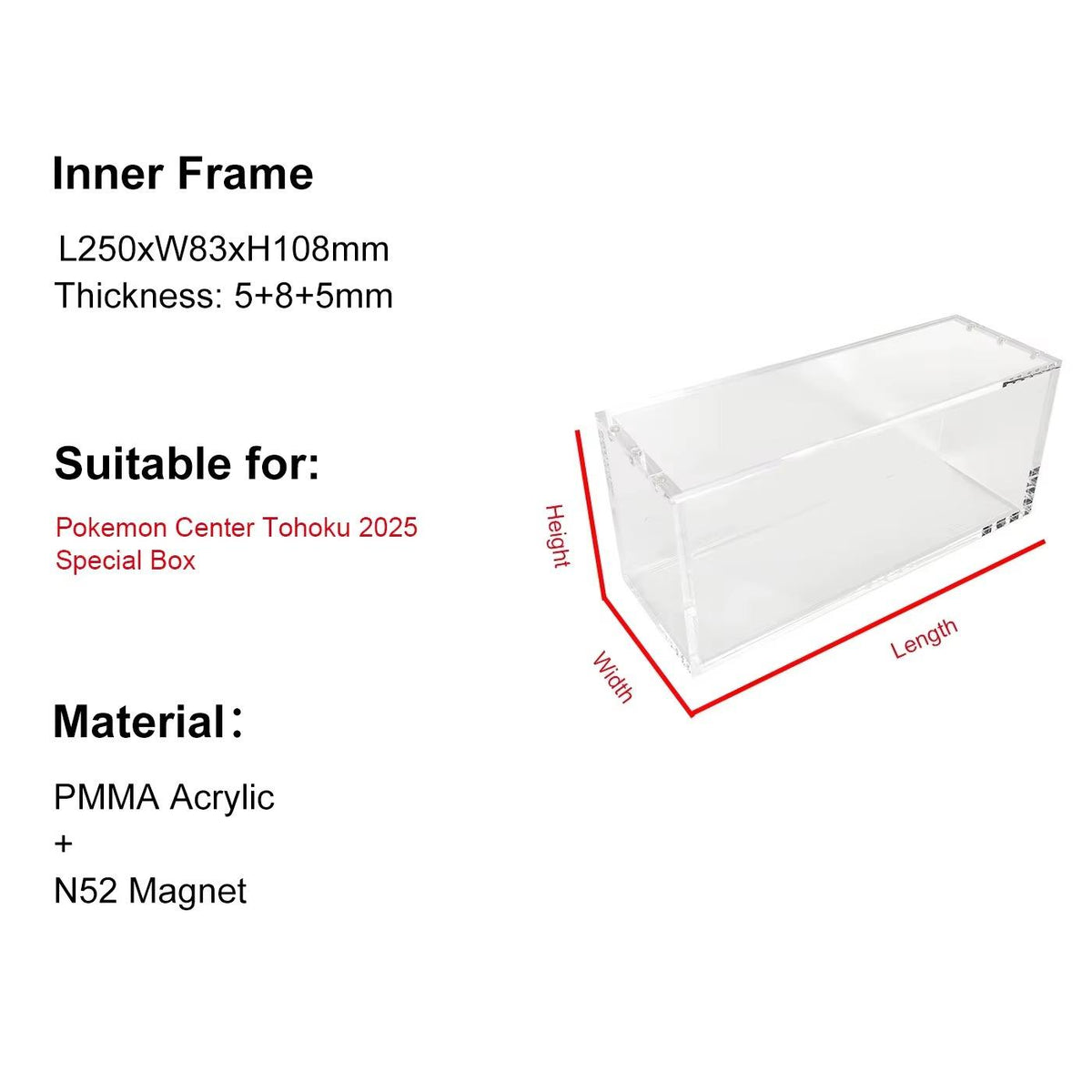 Pokemen Tohoku Fukuoka Hiroshima Magnetic Acrylic Display Box Gift Case