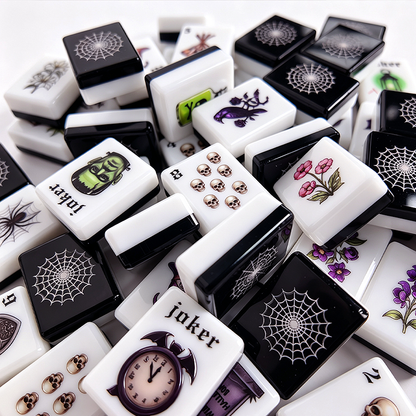 American Mahjong Set 160 Acrylic Tiles Halloween Vampire Theme Luxury Lifestyle Gothic Gift Wholesale Ready to Ship Gift Black