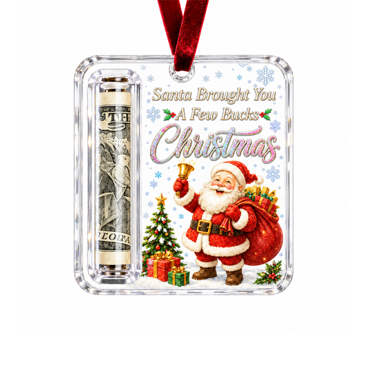 New Christmas Acrylic Money Clip Ornament Roll-Up Cash Holder with Blessing Christmas Tree Hanging Decoration for Xmas