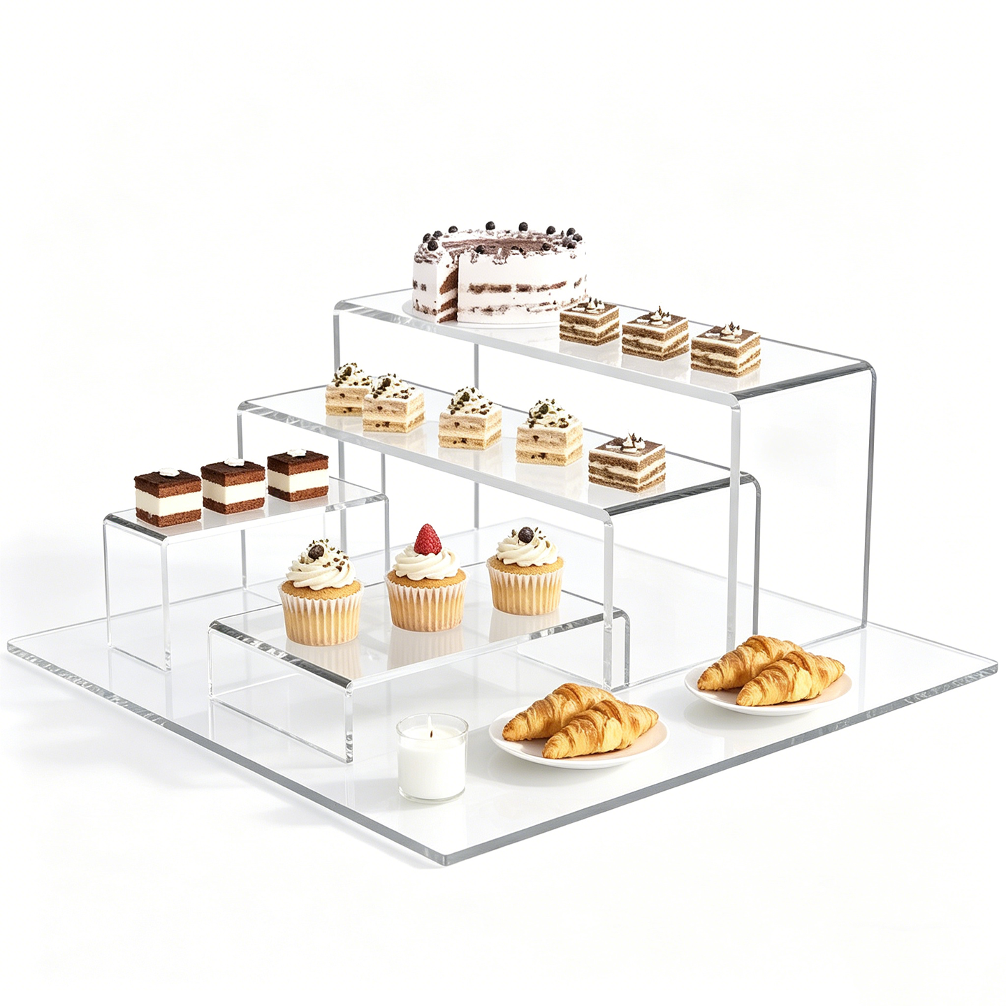 Acrylic Riser Shelf 3 Tier Clear Display Stand for Collectibles