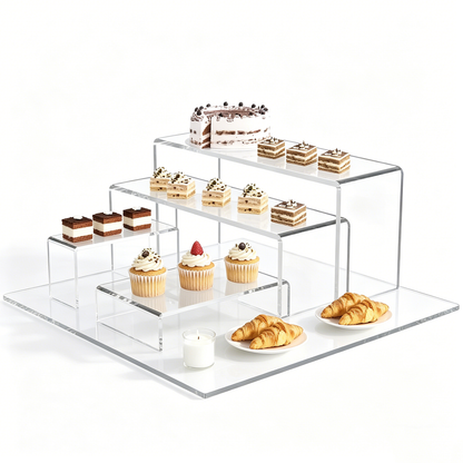 Acrylic Riser Shelf 3 Tier Clear Display Stand for Collectibles