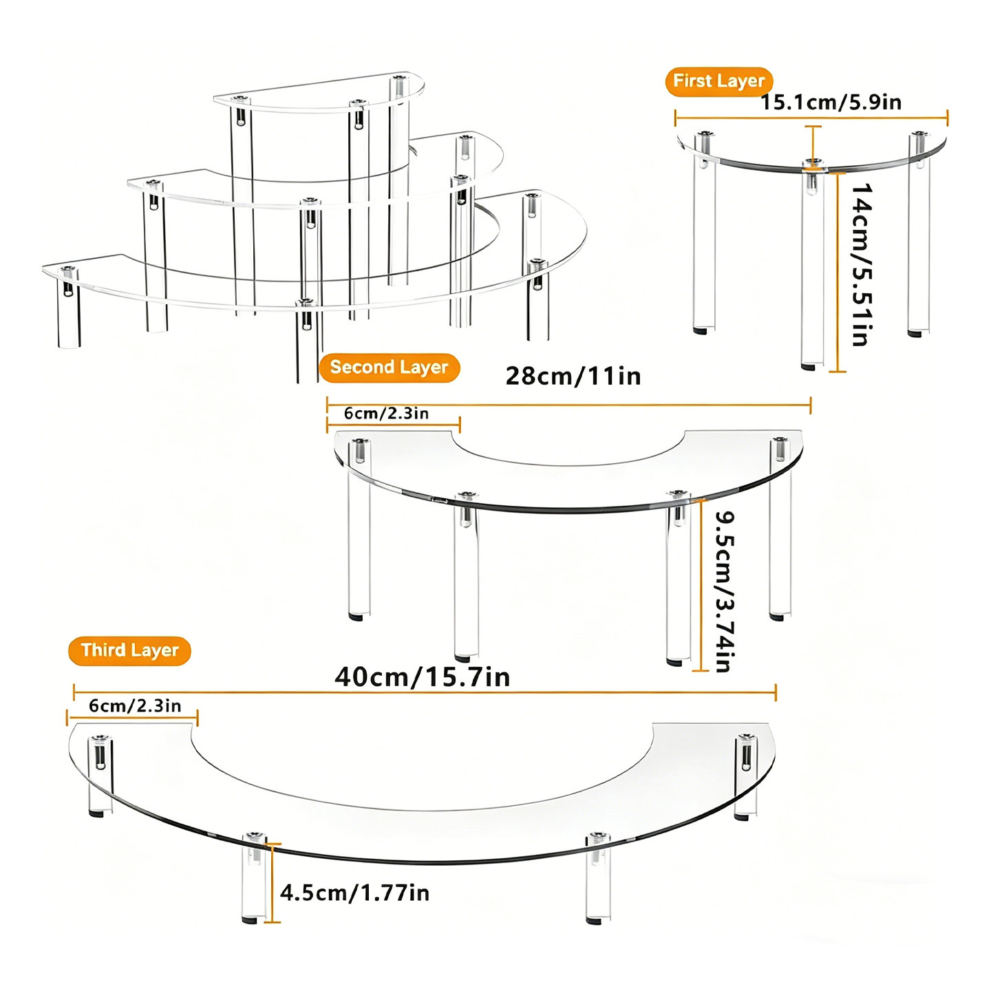 Custom Acrylic Multi-Layer 3-Tier Clear Display Risers