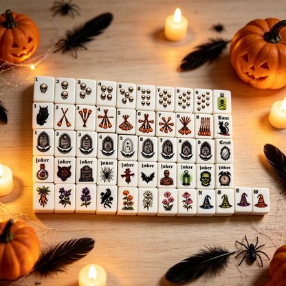 American Mahjong Set 160 Acrylic Tiles Halloween Vampire Theme Luxury Lifestyle Gothic Gift Wholesale Ready to Ship Gift Black
