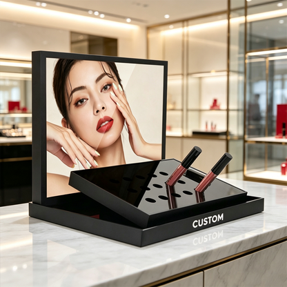 Custom Transparent with Gradient Spray Painting on the Reverse Side Acrylic Perfume and Cosmetic Display Stand
